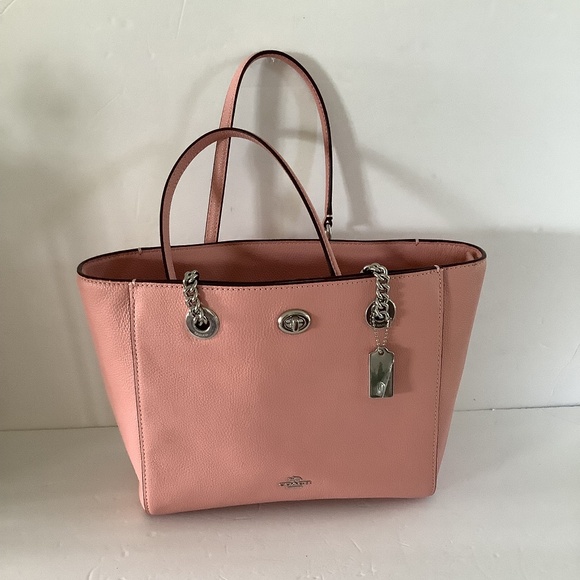 Genuine Coach Pink Handbag with silver chain Hardware brand new - Picture 1 of 11
